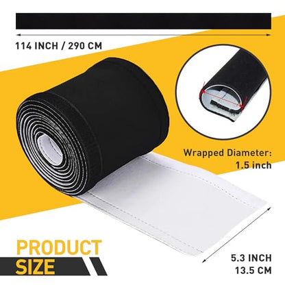 Neoprene Cable Sleeve - 60" for Trolling Motor Wire Protection & Management, Black & White