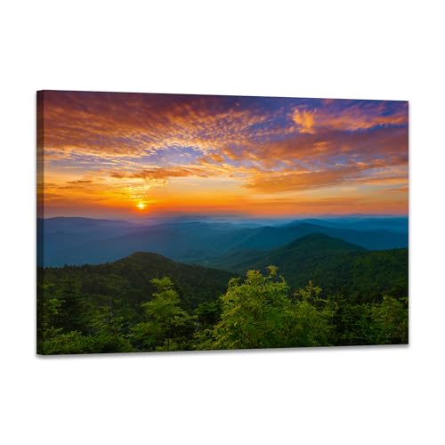 SKASNFAI Smoky Mountain Wall Art Nature Forest Pictures Wall Decor for Living Room Landscape Prints Framed Poster for Bedroom Office Ready to Hang 20X30 Inch - color: Mountain 04, size: 20"L x 30"W
