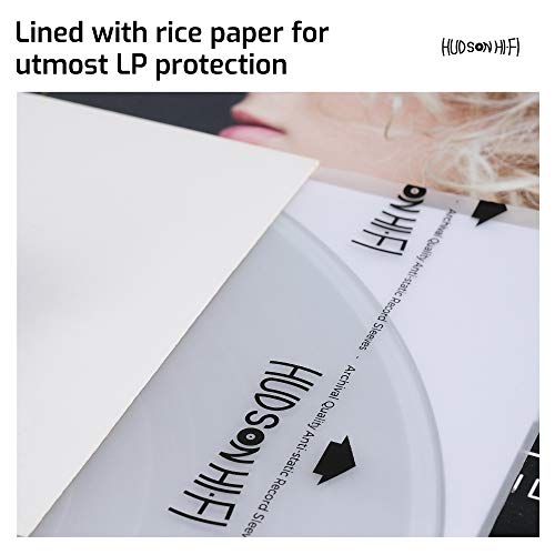 Hudson Hi-Fi Anti-Static Vinyl Record Sleeves - Durable Clear Disc Sleeves- Protect Your LP Albums from Scratches, Dust & Dirt - Acid-Free Rice Paper Disc Covers, 100x Inner Sleeves - size: 100 Inner Sleeves