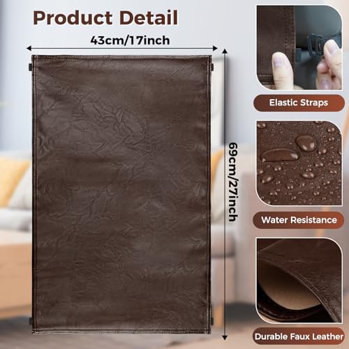 Headrest Cover for Recliner Chair Recliner Headrest Protector Faux Leather Headrest Cover with Elastic Straps Couch Headrest Covers for Furniture Sofa Protector 17 x 27In(Chocolate Brown) - color: Chocolate Brown, size: 17x27 in