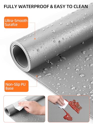 TopMade Mouse Pad with 15W Wireless Charging, XXL Large Leather Desk Mat, Waterproof Gaming Mousepad Home Office Desk Pad Protector, Computer Keyboard Pad, Mouse Mat for MacBook, PC, Laptop, Gray - color: Gray