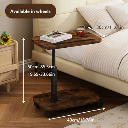 C Table End Table Adjustable Height, 360°Swivel TV Tray Table Couch Tables C Shaped Side Tables Living Room and Bedroom for Sofa, Bed,Chair (Retro Brown) - color: Retro Brown