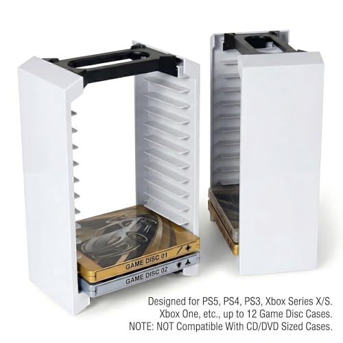 Game Holder for PS3 for PS4 for PS5 Game Tower for Xbox, Up to 12 Discs | ABS Material, Easy to Assemble, Stable Structure