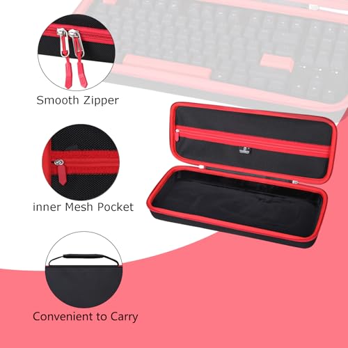Hard Storage Case for Keychron QMK/VIA/Aula F75 Pro/WIN68 HE/RedThunder 60%/GEODMAER 65% Gaming Keyboard,Travel Case for EPOMAKER x Aula F75/Ajazz AK820 Pro Mechanical Keyboard(Only Box)(Black + Red)