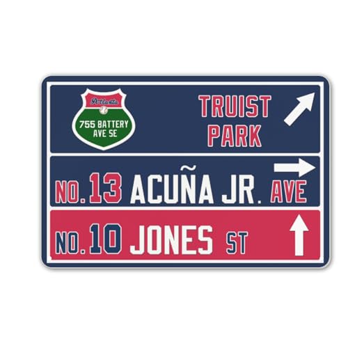 12” x 8” Brave Wall Decor Art Poster, Atlanta Baseball Metal Tin Sign, Brave Gifts for Boys Men Home Room Decor - color: team 29