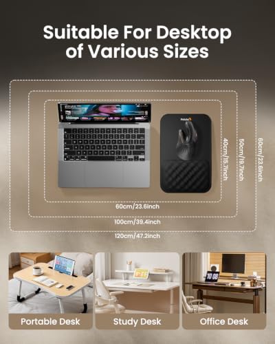 ProtoArc MP50 Ergonomic Mouse Pad with Wrist Rest, PU Leather Mousepad with Soft Memory Foam and Non-Slip PU Base for Pain Relief, Desk, Home, Office, 12x8 Inches, Black (Mouse Not Included) - color: Black PU Leather