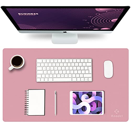 K KNODEL Small Office Leather Desk Mat, Mouse and Keyboard Pad, Computer and Laptop Mat, Desktop Protector and Cover, Writing Pad and Blotter (23.6"x13.8", Purple) - color: Purple, size: 23.6" x 13.8"