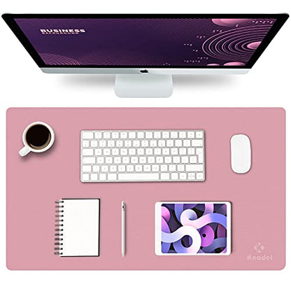 K KNODEL Small Office Leather Desk Mat, Mouse and Keyboard Pad, Computer and Laptop Mat, Desktop Protector and Cover, Writing Pad and Blotter (23.6"x13.8", Purple) - color: Purple, size: 23.6" x 13.8"