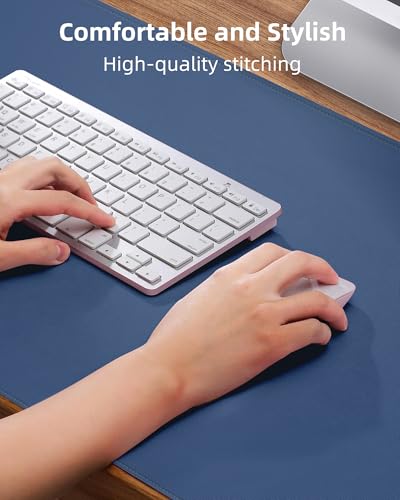Leather Desk Pad Protector, Large Mouse Mat, Non-Slip Waterproof PU Leather Blotter, Office and Home Cover (Grey Blue, 36" x 17") - color: Grey Blue, size: 36" x 17"