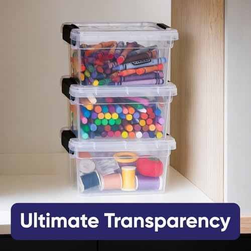 Superio Mini Storage Container Plastic Crayon Box Art Supplies and Sewing Case Stackable Clear Small Organizer for Beads, Stationery, Chalk, and Food, 1.4 Quart, 5 Pack - size: 1.4 Quarts, style: 5 Pack