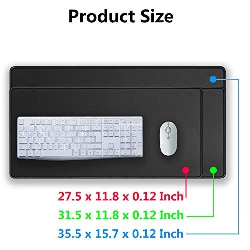 Large Gaming Mouse Pad & Desk Mat (31.5"x11.8") - Non-Slip Rubber Base, Stitched Edge - Black Mousepad for PC, Computer Gaming & Office Work - color: 31.5x11.8black