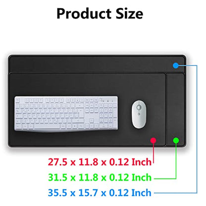 Large Gaming Mouse Pad & Desk Mat (31.5"x11.8") - Non-Slip Rubber Base, Stitched Edge - Black Mousepad for PC, Computer Gaming & Office Work - color: 31.5x11.8black