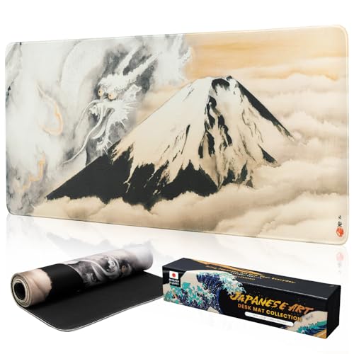 BELLEMOND Japanese Art Desk Mat | Large 31.5x11.8in Anime Mouse Pad for Keyboard & Mouse | Non-Slip Base, Water-Repellent | Original Japanese Design | Guardian of Fuji - color: Guardian of Fuji