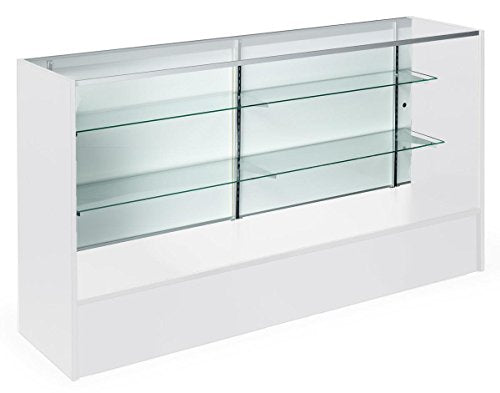 Only Hangers Full Vision Display Showcase with LED Lights, 72" Wide or 48" Wide- Available in Black, Maple, and White (White with LED Lights, 72") - color: White With Led Lights, size: 72"