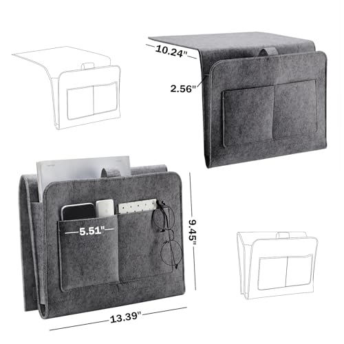 YOUDENOVA Bedside Caddy, Bedside Organizer for Dorm Room, Bunk Bed, Grey - color: Grey
