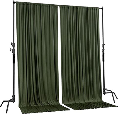 AK TRADING CO. 10 feet x 8 feet IFR Polyester Backdrop Drapes Curtains Panels with Rod Pockets - Wedding Ceremony Party Home Window Decorations - Olive Green - color: Olive Green