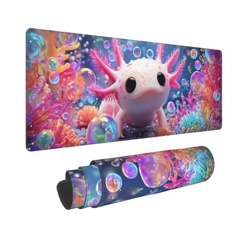 Axolotl Mouse Pad Extended Large Gaming Mouse Pad XL Stitched Edges for Gamer Home Office 31.5 X 11.8 Inch - color: Axolotl