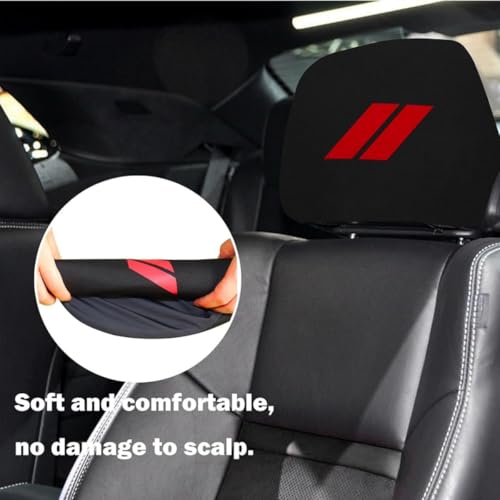 2PCS Car Headrest Covers Soft Black Fabric Car Seat Head Rest Cover Protector Compatible with Dodge Challenger Charger Durango RAM (re-d) - color: re-d