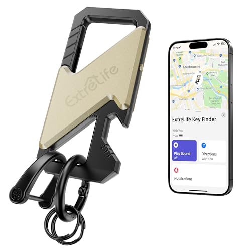 Keychain, Works with Apple Find My, Heavy Duty Keychain Bottle Opener, Carabiner Car Key Chains for Men, Car Key Fob Holder, Anti-Lost Keys Tracker, Smart Keys Finder, Rechargeable, Champagne Gold - color: Champagne Gold