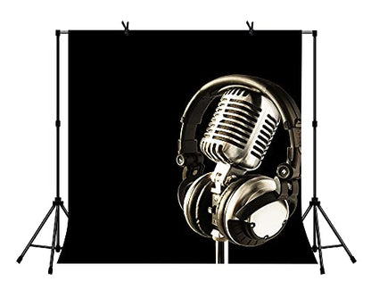 6x6ft Music Theme Backdrop Headphones Photography Background for Birthday Party Decor Banner Photo Booth Studio Props BJAY12 - size: 6x6FT