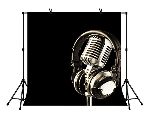 6x6ft Music Theme Backdrop Headphones Photography Background for Birthday Party Decor Banner Photo Booth Studio Props BJAY12 - size: 6x6FT