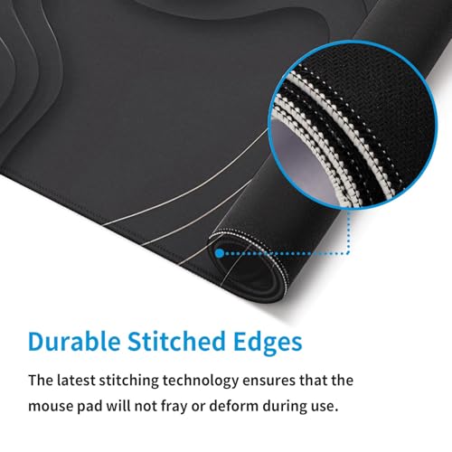 Large Anime Gaming Mouse Pad Black Solid Geometry Desk Pad Computer Keyboard Mat Non-Slip Rubber Base Office Decor Waterproof Mouse Mat - color: Black Solid Geometry