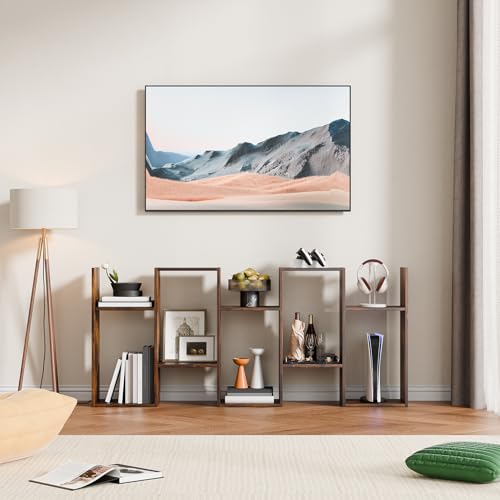 Cozy Castle Set of 2 Geometric Bookcase, S-Shaped Modern Bookshelf, Room Divider Bookshelf, 62" Tall Unique Abstract Bookcase with 5-Tier Display Shelf for Living Room Office, Rustic Brown - color: Rustic Brown