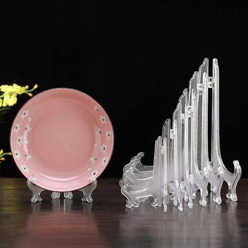LonlyEagle 12 Pack 3 Inch Clear Plastic Easels or Stand/Plate Holders to Display Pictures or Other Items at Weddings, Plate Stands for Home Decoration, Birthdays, Tables - size: 3 inch