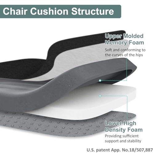 Shinnwa Dining Chair Pads, Patented Design Memory Foam Kitchen Chair Cushions with Ties and Washable Cover, 17" x 16" x 2", Black - color: Black