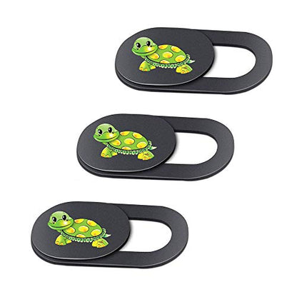 3 Pack Laptop Web Camera Cover Ultra Thin (0.027in) Webcam Cover Slide Turtle Printed for Laptop,Desktop,PC,Macboook,iMac,Computer,Smartphone