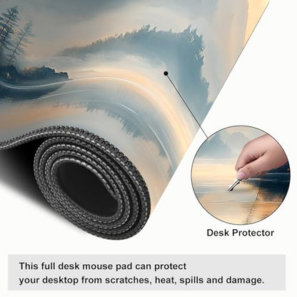 Mouse Pad, Large Anti-Slip with Stitched Edges Desk Mat Desktop Laptop Computer Desk Keyboard Mat,Table Protector Blotter Mat (Mountain, 35.4" x 15.7") - color: Mountain, size: 35.4" x 15.7"