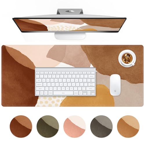 HAOCOO Desk Matt for Desktop, Computer Desk Pad Mat, Large Mouse Pad for Desk, XXL Gaming Mousepad with Non-Slip Base, Waterproof Laptop Keyboard Mat for Office Women, Orange Brown Boho - color: Boh Orange Brown Tan