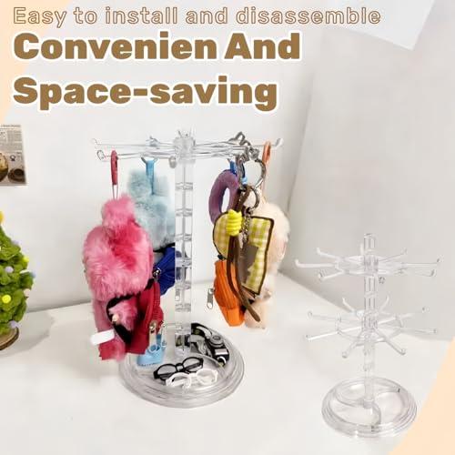 Transparent 360° Rotating Display Stand for Plush Dolls Keychains& Collectibles - All-Round Display, Manually rotates(No Doll) - color: Transparent without dust cover