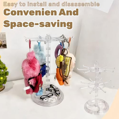 Transparent 360° Rotating Display Stand for Plush Dolls Keychains& Collectibles - All-Round Display, Manually rotates(No Doll) - color: Transparent without dust cover