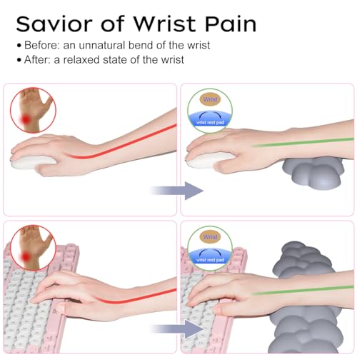 JIKIOU Upgrade Leather Cloud Keyboard Wrist Rest, Cloud Wrist Rest with Non-Slip PU Base, Comfortable Memory Foam Wrist Rest for Computer Laptop Mac Gaming Office and Pain Relief Christmas Wish Gift - color: 09slate Blue
