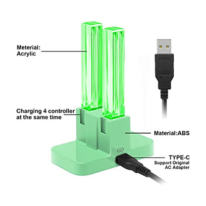 FastSnail Charging Dock Compatible with Nintendo Switch for Joy Con & OLED Model Controller with Lamppost LED Indication, Charger Stand Station Compatible with Joy Cons with Charging Cable (Green) - color: Green, size: 6.2/7.0 inch