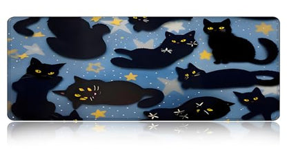Large Gaming Mouse pad,Black cat Design Anti Slip Rubber Base Mouse pad, Suitable for Computer, Laptop, Office Desk Accessories - color: Black cat Design