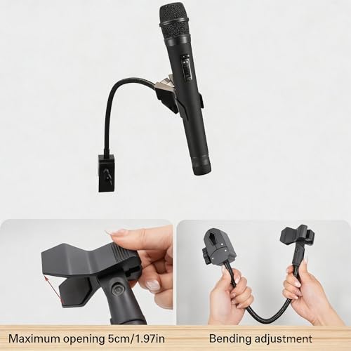 Microphone Stand Arm Gooseneck11.8”/30cmMic Stand Desk With Adjustable Mic Clip & Super Crab Clamp,Desk/Pole Mount Compatiblewith Shura/Fifina/AT2020/Pyla/Blua Snowbell/Rezer