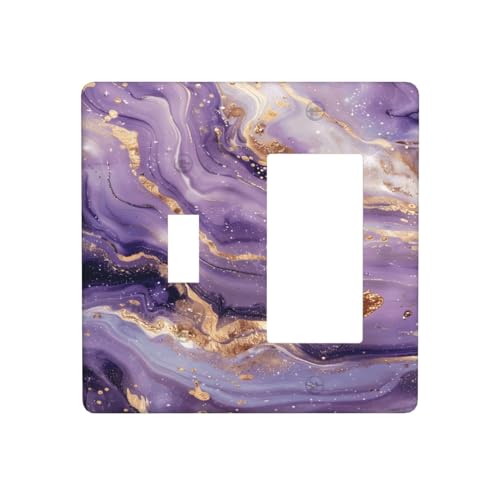 Abstract Purple Gold Marble Texure Luxurious Outlet Covers 1 Toggle 1 Rocker Combination Decorative Wall Plate Electrical Switch Plates Light Switch Cover Plate for Bathroom Living Room Decor - color: Abstract Purple Gold Marble Texure Luxurious, size: 1