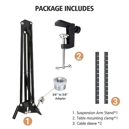 SUNMON Boom Arm for Fifine K688 Mic with 3/8" to 5/8" Adapter and Cable Sleeve - color: Fifine K688 Boom Arm with Cable Sleeve