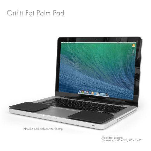 GRIFITI Fat Palm Pads 1/4" Thick Smooth Skin Surface Laptop Wrist Rest Notebook Tacky Silicone Easy Reposition Ergonomic Carpal Tunnel Resting Support (2 Pads 3.1" x 2.8" x 0.24") - size: Fat
