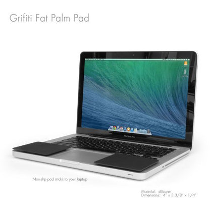 GRIFITI Fat Palm Pads 1/4" Thick Smooth Skin Surface Laptop Wrist Rest Notebook Tacky Silicone Easy Reposition Ergonomic Carpal Tunnel Resting Support (2 Pads 3.1" x 2.8" x 0.24") - size: Fat