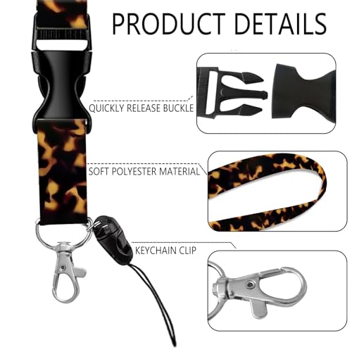 ID Badge Holder with Lanyard Fashionable ID Card Holders with Retractable Lanyards Soft Fiber Metal Clip Sturdy Buckle for Key Wallet Work Nurse Teacher (Luxury Leopard) - color: Luxury Leopard