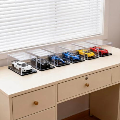 Model Car Display Case, 1:43 Scale Acrylic Display Box for Cars, Stackable Dustproof Storage Boxes for Collectibles, Figures and Memorabilia, 5.9 x 3 x 2.7 inch - size: 5.8 x 3 x 2.7 inch