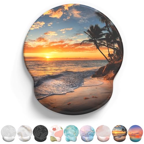 eulps Mouse Pad with Wrist Rest, Comfortable Computer Mousepad with Gel Wrist Support Smooth Surface and Non-Slip PU Base for Pain Relief, Laptop, Office & Home (Sunset) - color: Sunset