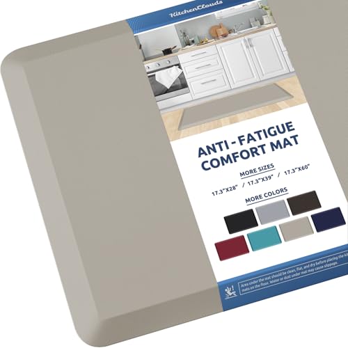 KitchenClouds Kitchen Mat Cushioned Anti Fatigue Kitchen Rug 17.3"x39" Water Resistant Non Slip Kitchen Rugs and Mats Standing Desk Mat Comfort Floor Mats for Kitchen House Sink Office (Khaki) - color: Khaki, size: 39"L x 17.3"W x 0.5"Th