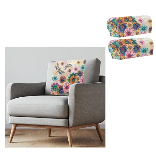 Cherry Blossoms Sofa Headrest Armrest Cover Set Non Slip Sofa Chair Protector Washable Scratch Resistant Headrest Cover Seater Headrests Slipcovers with Fixing Nails Furniture Protector - color: Cherry Blossoms