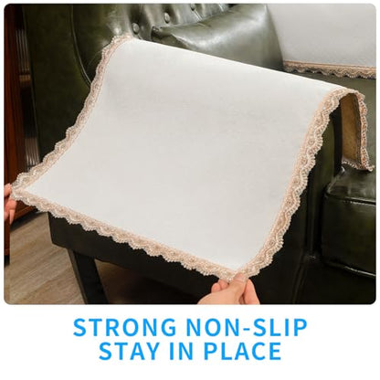 MINJIATEX Couch arm Covers,Non-Slip lace Sofa arm Covers Set of 2 Washable Sofa armrests Cover for Living Room Recliner Chair arm Cover Protectors for Leather armrest (YC-Off White) - color: Yc-off White
