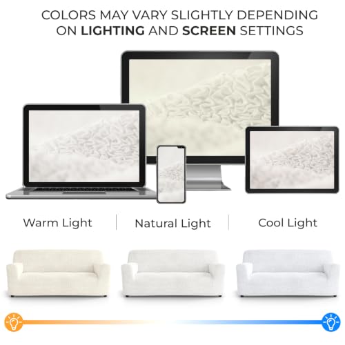 Premium Stretch Couch Covers for Sofa - Sofa Chair Cover Washable, Dogs & Pets Friendly - Elastic Polyester Loveseat Slipcovers - Non-Slip Love Seat Couch Covers - Crisp White (64"-85" Wide) - color: Crisp White, size: 64"-85" Wide