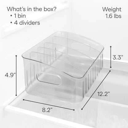 YouCopia FreezeUp Freezer Bin 12", BPA-Free Fridge Organizer with Adjustable Dividers and Handle for Frozen Food and Leftovers - size: 12" Deep
